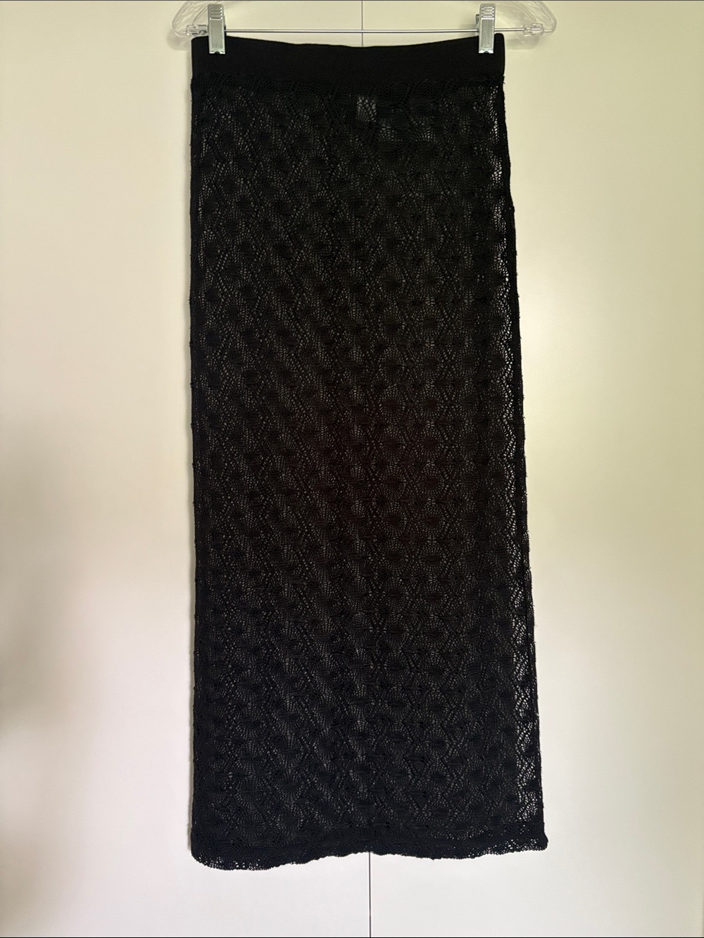 Divided Black Lace Midi Skirt S